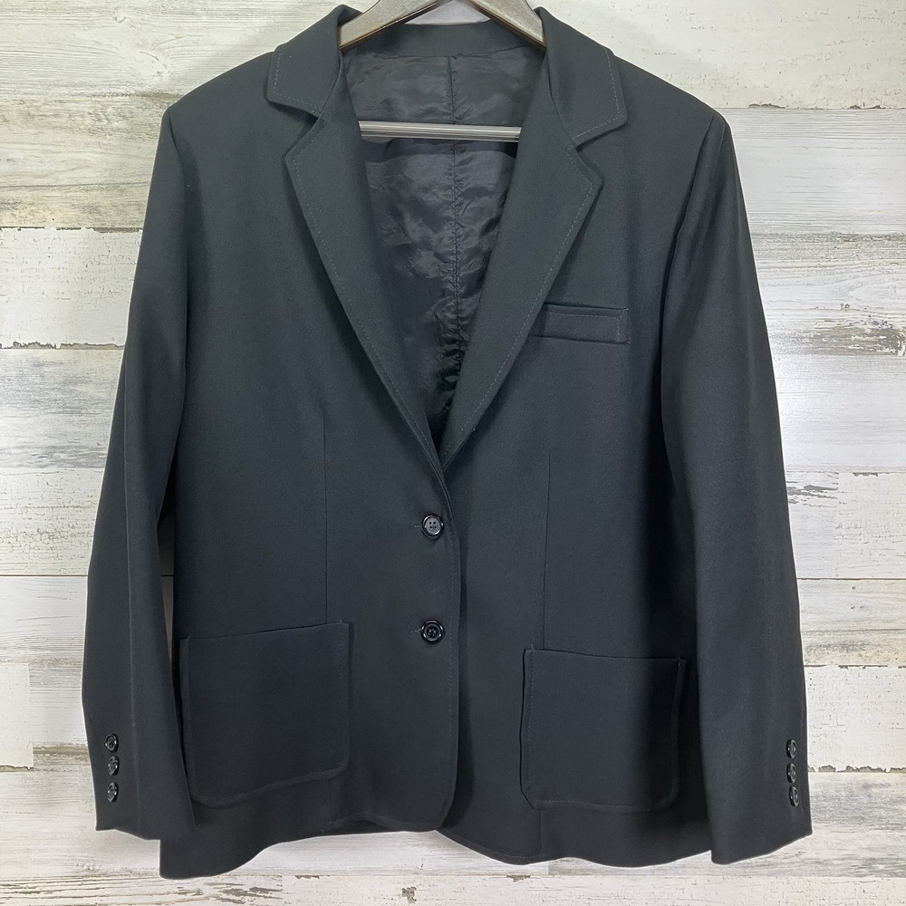 Sears Womens Black Vintage 2 Button Lined Blazer Jacket Size L